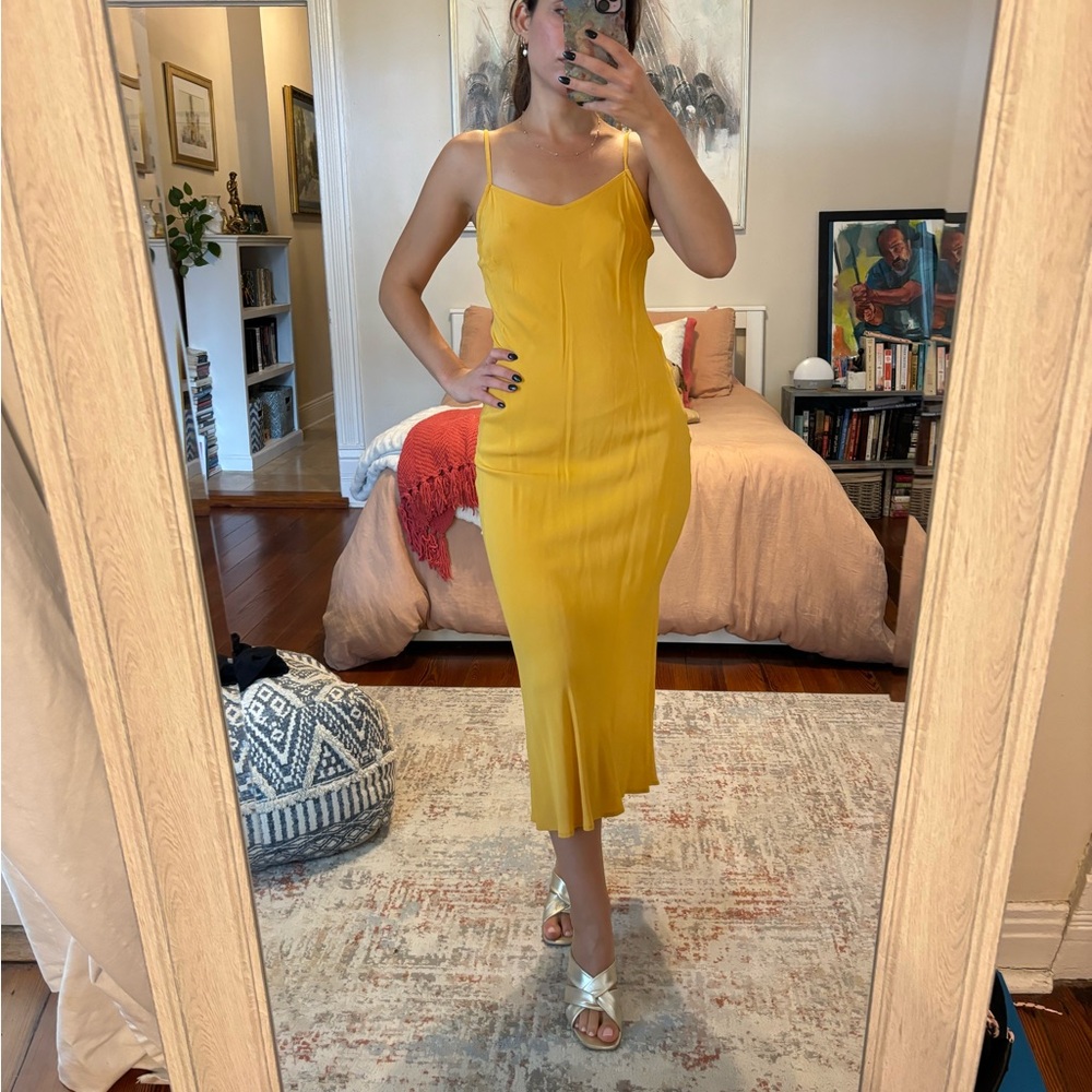 100% viscose mustard slip dress